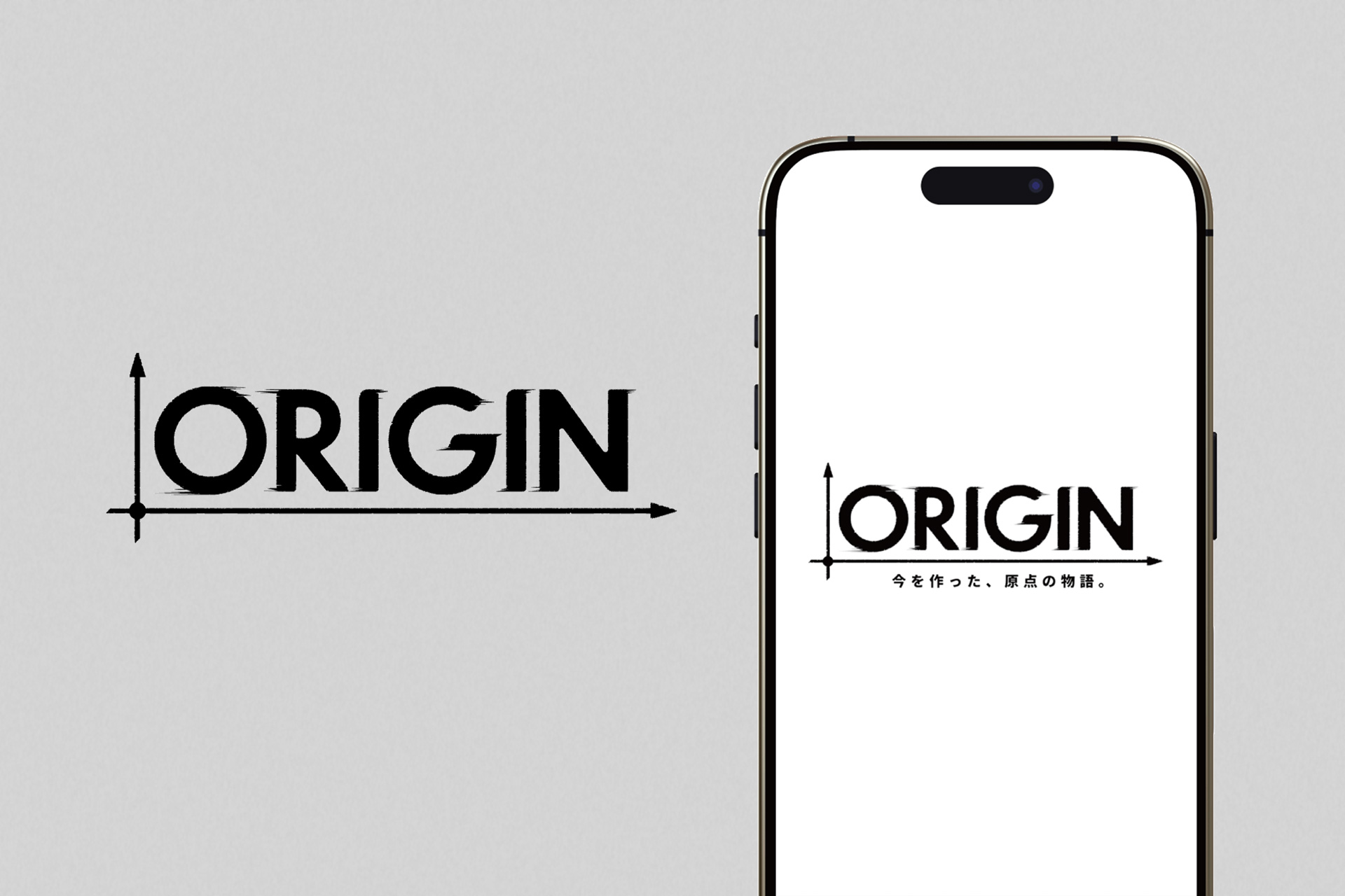 ORIGINのロゴとスマートフォン表示イメージ